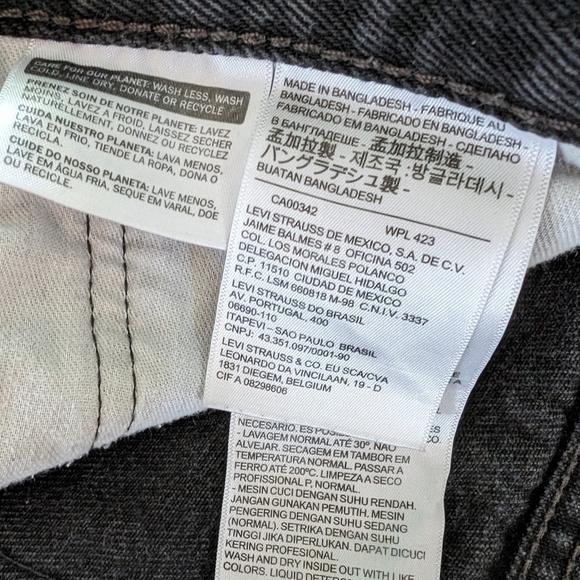 Levis 505 Jeans Mens 34x33 Black Regular Fit Straight Leg Denim Pants - Picture 11 of 13